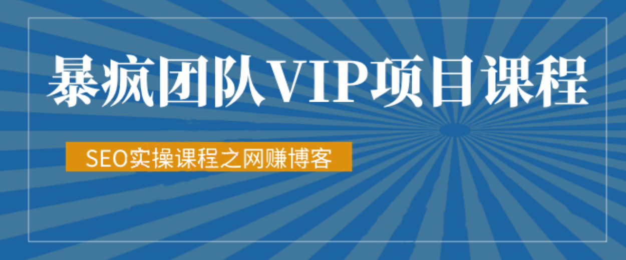 暴疯团队VIP项目课程，SEO实操课程之网赚博客