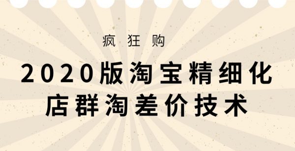 2020版大猫淘差价课程，淘宝精细化店群淘差价技术