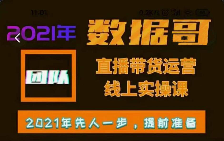 2021年数据哥直播带货运营线上实操课，价值4672元