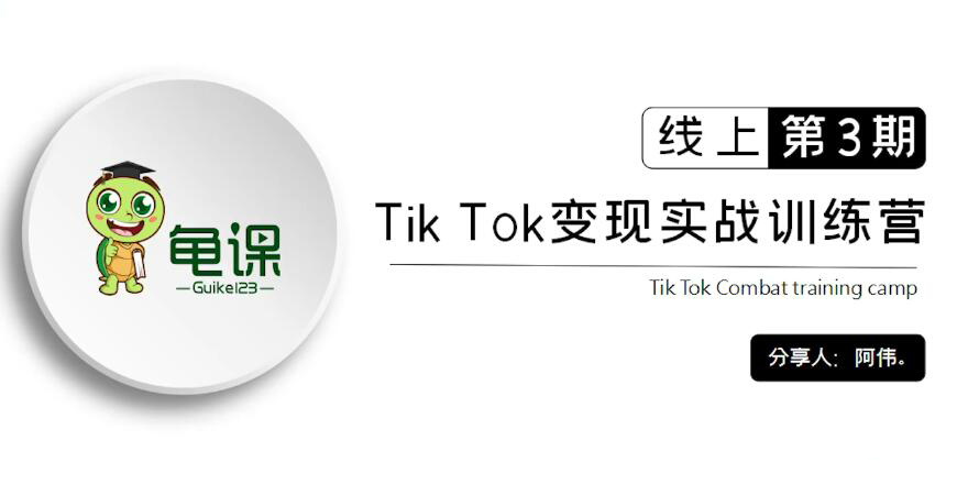 龟课·Tik Tok变现实战训练营线上第1-4期，价值1298元