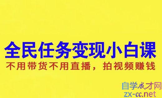 全民任务变现小白课，拍视频赚钱