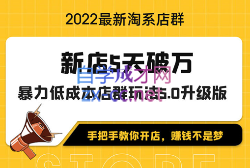 学得起课堂·22年最新淘系店群暴力低成本起店玩法，价值1980元