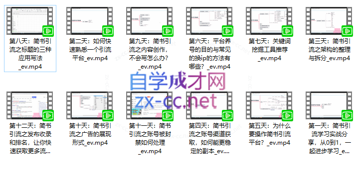 小胡简书实战SEO引流课程，从零到1，从无到有，12节课帮你快速玩转简书