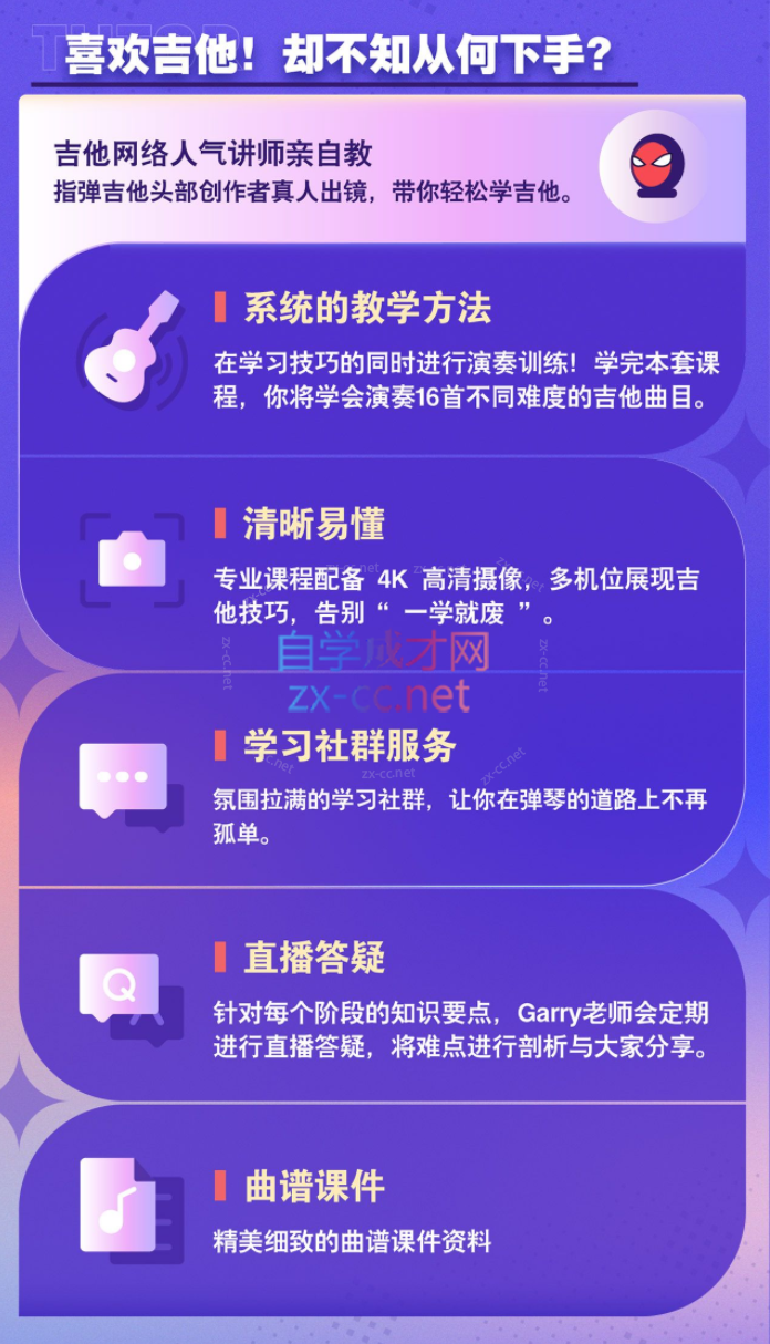Garry老师的指弹吉他训练营，蜘蛛侠弹吉他指弹吉他手