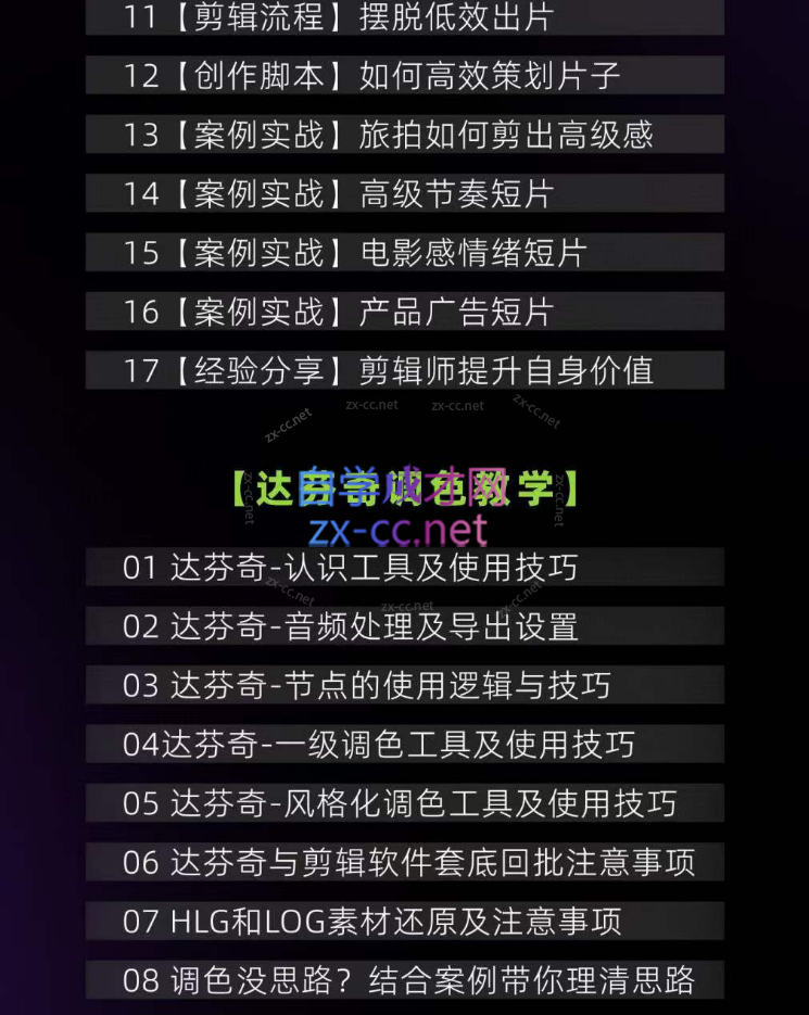 阿辉【全能剪辑高手训练营】剪辑思维+达芬奇调色+拍摄技巧一站教学